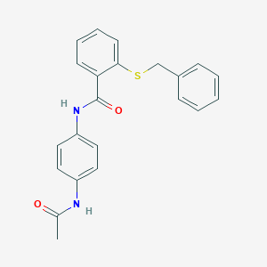 molecular formula C22H20N2O2S B388492 N-[4-(acetylamino)phenyl]-2-(benzylsulfanyl)benzamide 