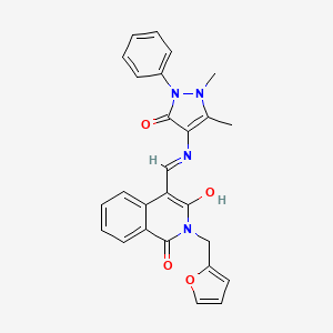 4-{[(1,5-dimethyl-3-oxo-2-phenyl-2,3-dihydro-1H-pyrazol-4-yl)amino]methylene}-2-(2-furylmethyl)-1,3(2H,4H)-isoquinolinedione