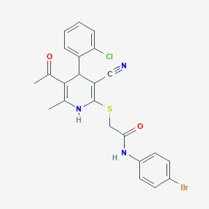 molecular formula C23H19BrClN3O2S B388501 2-[[5-acetyl-4-(2-chlorophenyl)-3-cyano-6-methyl-1,4-dihydropyridin-2-yl]sulfanyl]-N-(4-bromophenyl)acetamide CAS No. 312508-03-5