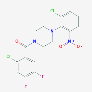 molecular formula C17H13Cl2F2N3O3 B388502 1-(2-Chloro-4,5-difluorobenzoyl)-4-(2-chloro-6-nitrophenyl)piperazine 
