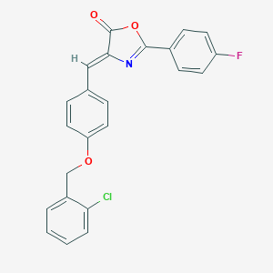 molecular formula C23H15ClFNO3 B388503 4-{4-[(2-chlorobenzyl)oxy]benzylidene}-2-(4-fluorophenyl)-1,3-oxazol-5(4H)-one 