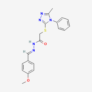 N-[(E)-(4-methoxyphenyl)methylideneamino]-2-[(5-methyl-4-phenyl-1,2,4-triazol-3-yl)sulfanyl]acetamide