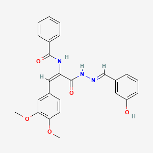 N-{(1E)-1-(3,4-dimethoxyphenyl)-3-[(2E)-2-(3-hydroxybenzylidene)hydrazinyl]-3-oxoprop-1-en-2-yl}benzamide