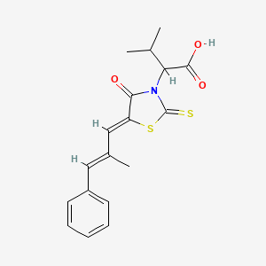 3-methyl-2-[5-(2-methyl-3-phenyl-2-propen-1-ylidene)-4-oxo-2-thioxo-1,3-thiazolidin-3-yl]butanoic acid