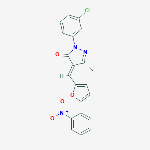 molecular formula C21H14ClN3O4 B388517 (E)-1-(3-chlorophenyl)-3-methyl-4-((5-(2-nitrophenyl)furan-2-yl)methylene)-1H-pyrazol-5(4H)-one CAS No. 5843-00-5