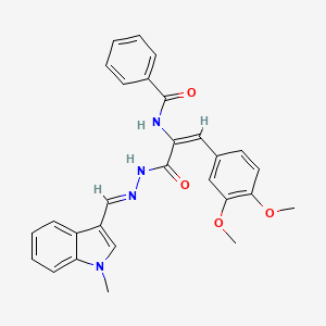 N-[2-(3,4-dimethoxyphenyl)-1-({2-[(1-methyl-1H-indol-3-yl)methylene]hydrazino}carbonyl)vinyl]benzamide