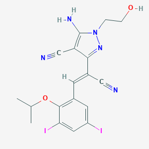 5-amino-3-[1-cyano-2-(3,5-diiodo-2-isopropoxyphenyl)vinyl]-1-(2-hydroxyethyl)-1H-pyrazole-4-carbonitrile