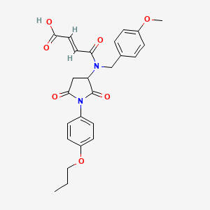 molecular formula C25H26N2O7 B3885195 (2E)-4-{[2,5-dioxo-1-(4-propoxyphenyl)pyrrolidin-3-yl](4-methoxybenzyl)amino}-4-oxobut-2-enoic acid 