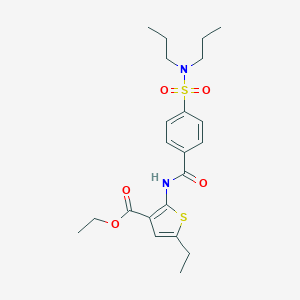 molecular formula C22H30N2O5S2 B388523 Ethyl 2-({4-[(dipropylamino)sulfonyl]benzoyl}amino)-5-ethyl-3-thiophenecarboxylate 