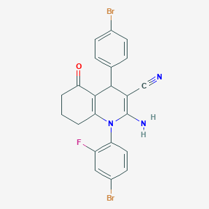2-Amino-1-(4-bromo-2-fluorophenyl)-4-(4-bromophenyl)-5-oxo-1,4,5,6,7,8-hexahydro-3-quinolinecarbonitrile