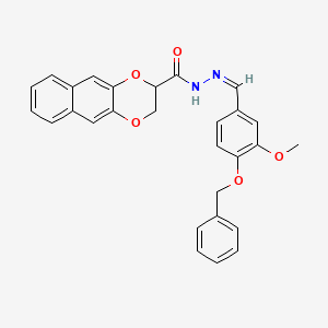 molecular formula C28H24N2O5 B3885279 N-[(Z)-(3-methoxy-4-phenylmethoxyphenyl)methylideneamino]-2,3-dihydrobenzo[g][1,4]benzodioxine-3-carboxamide 