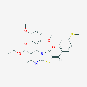 molecular formula C26H26N2O5S2 B388530 ethyl 5-(2,5-dimethoxyphenyl)-7-methyl-2-[4-(methylsulfanyl)benzylidene]-3-oxo-2,3-dihydro-5H-[1,3]thiazolo[3,2-a]pyrimidine-6-carboxylate 