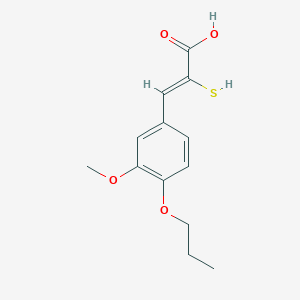 molecular formula C13H16O4S B3885302 2-mercapto-3-(3-methoxy-4-propoxyphenyl)acrylic acid 