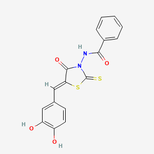 molecular formula C17H12N2O4S2 B3885346 N-[5-(3,4-dihydroxybenzylidene)-4-oxo-2-thioxo-1,3-thiazolidin-3-yl]benzamide 