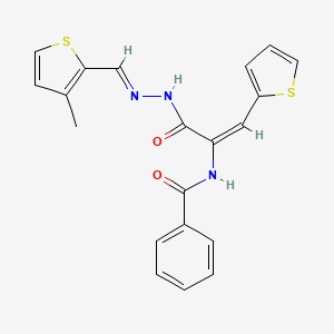 molecular formula C20H17N3O2S2 B3885365 N-[(E)-3-[(2E)-2-[(3-methylthiophen-2-yl)methylidene]hydrazinyl]-3-oxo-1-thiophen-2-ylprop-1-en-2-yl]benzamide 