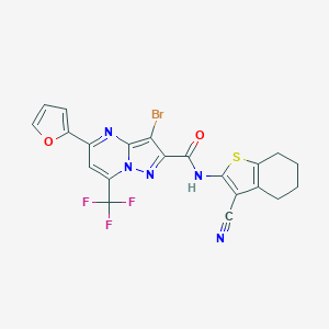 3-bromo-N-(3-cyano-4,5,6,7-tetrahydro-1-benzothiophen-2-yl)-5-(furan-2-yl)-7-(trifluoromethyl)pyrazolo[1,5-a]pyrimidine-2-carboxamide