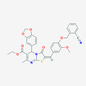 ethyl 5-(1,3-benzodioxol-5-yl)-2-{4-[(2-cyanobenzyl)oxy]-3-methoxybenzylidene}-7-methyl-3-oxo-2,3-dihydro-5H-[1,3]thiazolo[3,2-a]pyrimidine-6-carboxylate