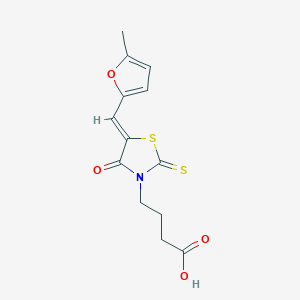 4-{(5Z)-5-[(5-methylfuran-2-yl)methylidene]-4-oxo-2-thioxo-1,3-thiazolidin-3-yl}butanoic acid