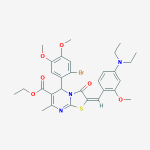molecular formula C30H34BrN3O6S B388544 ethyl 5-(2-bromo-4,5-dimethoxyphenyl)-2-[4-(diethylamino)-2-methoxybenzylidene]-7-methyl-3-oxo-2,3-dihydro-5H-[1,3]thiazolo[3,2-a]pyrimidine-6-carboxylate 