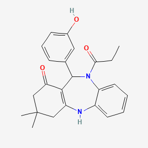 11-(3-hydroxyphenyl)-3,3-dimethyl-10-propionyl-2,3,4,5,10,11-hexahydro-1H-dibenzo[b,e][1,4]diazepin-1-one