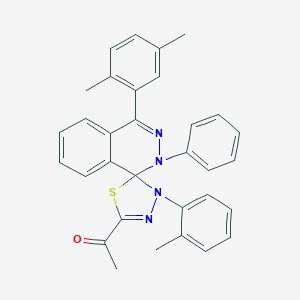 molecular formula C32H28N4OS B388560 1-[4-(2,5-dimethylphenyl)-3'-(2-methylphenyl)-2-phenyl-2H,3'H-spiro[phthalazine-1,2'-[1,3,4]thiadiazol]-5'-yl]ethanone 