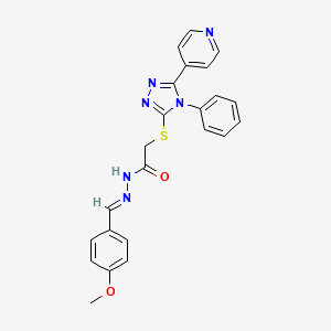 N-[(E)-(4-methoxyphenyl)methylideneamino]-2-[(4-phenyl-5-pyridin-4-yl-1,2,4-triazol-3-yl)sulfanyl]acetamide