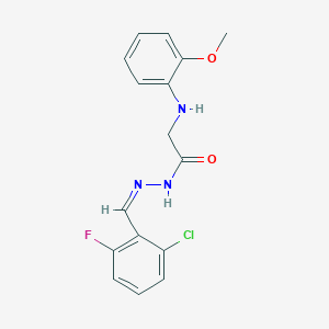 molecular formula C16H15ClFN3O2 B3885634 N-[(Z)-(2-chloro-6-fluorophenyl)methylideneamino]-2-(2-methoxyanilino)acetamide 