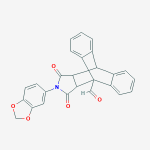 17-(1,3-Benzodioxol-5-yl)-16,18-dioxo-17-azapentacyclo[6.6.5.0~2,7~.0~9,14~.0~15,19~]nonadeca-2,4,6,9,11,13-hexaene-1-carbaldehyde (non-preferred name)