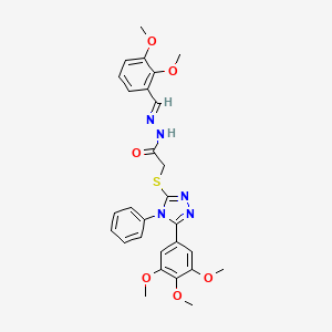 N'-[(E)-(2,3-Dimethoxyphenyl)methylidene]-2-{[4-phenyl-5-(3,4,5-trimethoxyphenyl)-4H-1,2,4-triazol-3-YL]sulfanyl}acetohydrazide