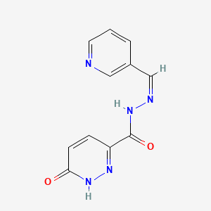 molecular formula C11H9N5O2 B3885656 6-oxo-N'-(3-pyridinylmethylene)-1,6-dihydro-3-pyridazinecarbohydrazide 