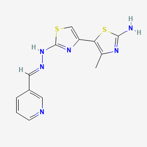 4-methyl-5-[2-[(2E)-2-(pyridin-3-ylmethylidene)hydrazinyl]-1,3-thiazol-4-yl]-1,3-thiazol-2-amine