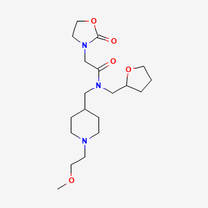 N-[[1-(2-methoxyethyl)piperidin-4-yl]methyl]-N-(oxolan-2-ylmethyl)-2-(2-oxo-1,3-oxazolidin-3-yl)acetamide