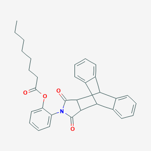 2-(16,18-Dioxo-17-azapentacyclo[6.6.5.0~2,7~.0~9,14~.0~15,19~]nonadeca-2,4,6,9,11,13-hexaen-17-yl)phenyl octanoate (non-preferred name)