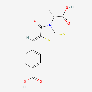 4-{(Z)-[3-(1-carboxyethyl)-4-oxo-2-thioxo-1,3-thiazolidin-5-ylidene]methyl}benzoic acid