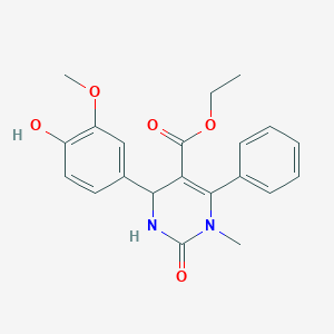 molecular formula C21H22N2O5 B388586 Ethyl 6-(4-hydroxy-3-methoxyphenyl)-3-methyl-2-oxo-4-phenyl-1,6-dihydropyrimidine-5-carboxylate CAS No. 304864-73-1
