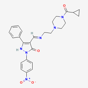 4-[({2-[4-(cyclopropylcarbonyl)-1-piperazinyl]ethyl}amino)methylene]-2-(4-nitrophenyl)-5-phenyl-2,4-dihydro-3H-pyrazol-3-one