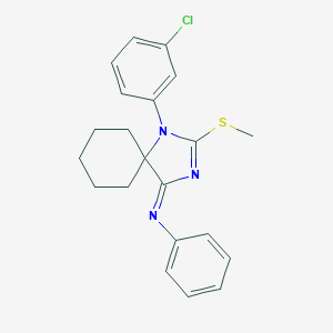 molecular formula C21H22ClN3S B388587 N-[1-(3-chlorophenyl)-2-(methylsulfanyl)-1,3-diazaspiro[4.5]dec-2-en-4-yliden]-N-phenylamine 