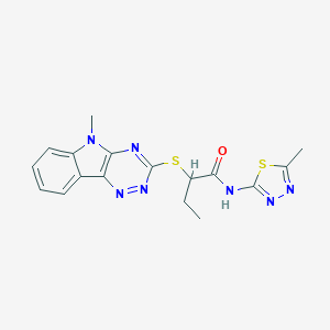 molecular formula C17H17N7OS2 B388588 N-(5-methyl-1,3,4-thiadiazol-2-yl)-2-[(5-methyl-5H-[1,2,4]triazino[5,6-b]indol-3-yl)sulfanyl]butanamide 