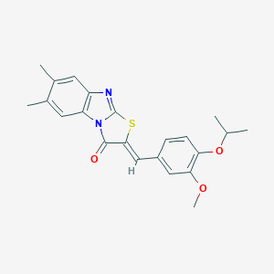 molecular formula C22H22N2O3S B388593 2-(4-isopropoxy-3-methoxybenzylidene)-6,7-dimethyl[1,3]thiazolo[3,2-a]benzimidazol-3(2H)-one 