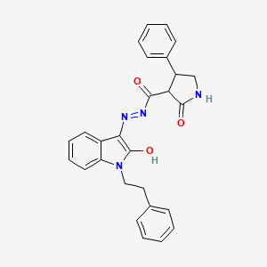 2-oxo-N'-[2-oxo-1-(2-phenylethyl)-1,2-dihydro-3H-indol-3-ylidene]-4-phenyl-3-pyrrolidinecarbohydrazide