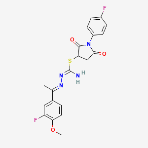 [1-(4-fluorophenyl)-2,5-dioxopyrrolidin-3-yl] N'-[(E)-1-(3-fluoro-4-methoxyphenyl)ethylideneamino]carbamimidothioate