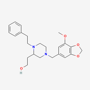 2-[4-[(7-methoxy-1,3-benzodioxol-5-yl)methyl]-1-(2-phenylethyl)-2-piperazinyl]ethanol