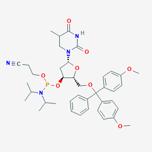 B038862 3-[[(2R,3S,5R)-2-[[Bis(4-methoxyphenyl)-phenylmethoxy]methyl]-5-(5-methyl-2,4-dioxo-1,3-diazinan-1-yl)oxolan-3-yl]oxy-[di(propan-2-yl)amino]phosphanyl]oxypropanenitrile CAS No. 113901-09-0