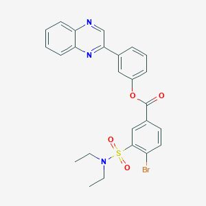 molecular formula C25H22BrN3O4S B388620 3-(2-Quinoxalinyl)phenyl 4-bromo-3-[(diethylamino)sulfonyl]benzoate 