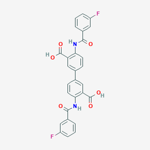 molecular formula C28H18F2N2O6 B388625 4,4'-Bis{[(3-fluorophenyl)carbonyl]amino}biphenyl-3,3'-dicarboxylic acid 