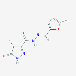 4-methyl-N-[(E)-(5-methylfuran-2-yl)methylideneamino]-5-oxo-1,4-dihydropyrazole-3-carboxamide