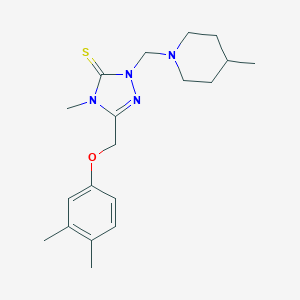 molecular formula C19H28N4OS B388636 5-[(3,4-dimethylphenoxy)methyl]-4-methyl-2-[(4-methylpiperidin-1-yl)methyl]-2,4-dihydro-3H-1,2,4-triazole-3-thione 
