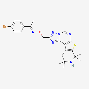 (E)-1-(4-bromophenyl)-N-[(12,12,14,14-tetramethyl-10-thia-3,5,6,8,13-pentazatetracyclo[7.7.0.02,6.011,16]hexadeca-1(9),2,4,7,11(16)-pentaen-4-yl)methoxy]ethanimine