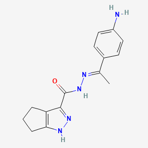 N-[(E)-1-(4-aminophenyl)ethylideneamino]-1,4,5,6-tetrahydrocyclopenta[c]pyrazole-3-carboxamide