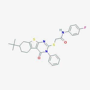 2-[(7-tert-butyl-4-oxo-3-phenyl-3,4,5,6,7,8-hexahydro[1]benzothieno[2,3-d]pyrimidin-2-yl)sulfanyl]-N-(4-fluorophenyl)acetamide